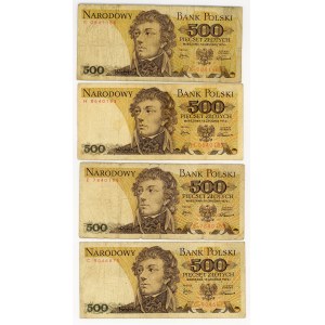 500 zlotych 1974, K, H, E, C series, set of 4 pieces