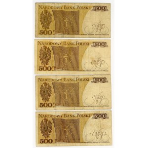 500 zlotych 1974, K, H, E, C series, set of 4 pieces