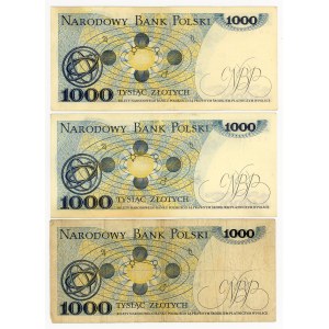 1 000 or 1975, série AW, AZ, AK, set de 3 pièces