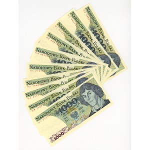1,000 gold 1982, various series, set of 10 pieces
