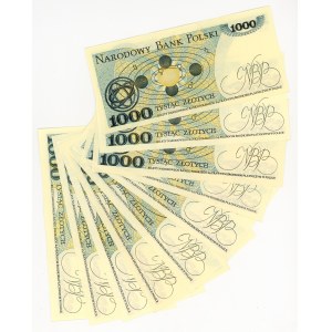 1,000 gold 1982, various series, set of 10 pieces