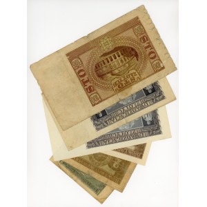 1,2,20,100 zloty 1940 and 2 zloty 1941, set of 6 pieces