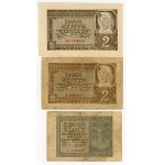 1,2,20,100 zloty 1940 and 2 zloty 1941, set of 6 pieces