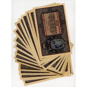 100 Polish marks 1919, various series, set of 17 pieces