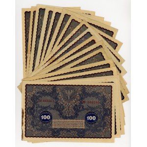 100 Polish marks 1919, various series, set of 17 pieces