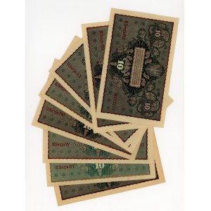 10 Polnische Marken 1919, verschiedene Serien, Satz zu 8 Stück