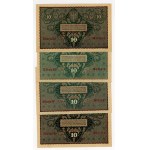 10 Polnische Marken 1919, verschiedene Serien, Satz zu 8 Stück