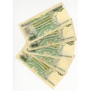5.000 złotych 1982 - 1986, różne serie, zestaw 5 sztuk
