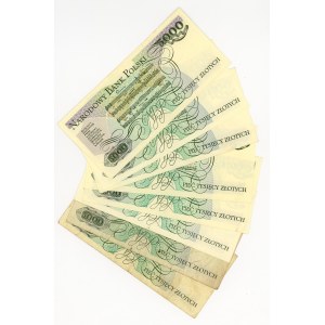 5,000 gold 1982 - 1988, various series, set of 8 pieces