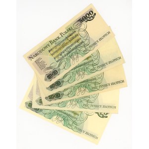 5.000 złotych 1982, seria BW, BZ, CC, CF, CH, zestaw 5 sztuk