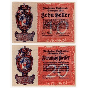 Liechtenstein, 10, 20 haler 1920, set of 2 banknotes