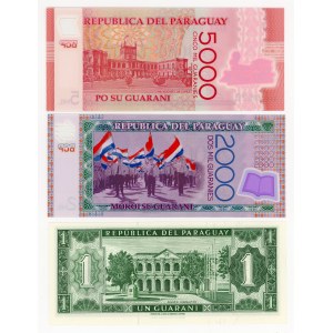 Paraguay, 1, 2000, 5000 guarani, různé ročníky, sada 3 bankovek