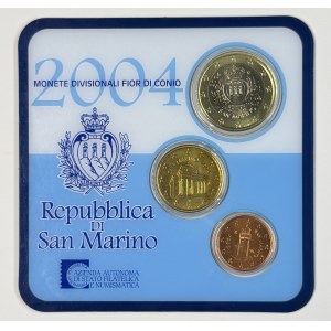 San Marino, 1 and 10 cents and 1 euro 2004, blister coins