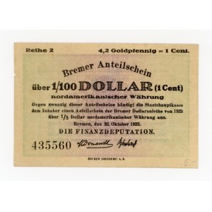 Deutschland, Bremen, 1/100 Dollar 1923 (333)