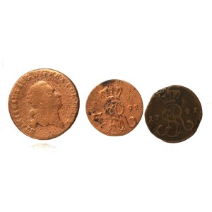 Stanisław August Poniatowski, set of copper coins, 1769–1792. 3 pieces total. (538)