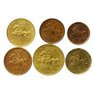 Lithuania, set of 1–20 cent coins, 1925–1936. Total: 6 coins. (539)