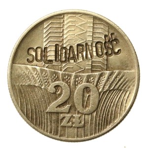 PRL, 20 złotych 1976, Wieżowiec i kłosy, punca SOLIDARNOŚĆ oraz korona (696)