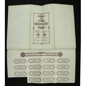 The Lena Goldfields Ltd., Rusko – baníctvo, 25 akcií x 1 libra, 1910 (737)