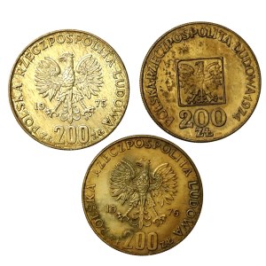 PRL, zestaw 200 złotych 1974-1976. Razem 3 szt. (976)