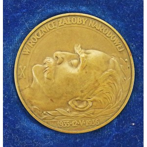 II RP, Piłsudski, Medal w rocznicę żałoby narodowej 1936, brąz (970)