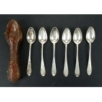 Set of 6 spoons in decorative case, fine silver, 19th century (172)