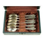Set of 6 spoons in box, pr. 3 silver, Poland, Br. Hampel Warsaw (173)