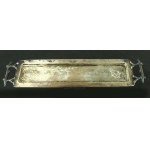 Glass tray, Russia, pr. 84 silver, early 20th century. (181)