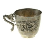 Pair of cups with saucers, silver, China early 20th century. (160)