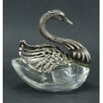 Swan-shaped salt cellar, silver with glass, Germany, August Betz, Schwäbisch Gmünd, 20th century. (219)