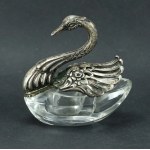 Swan-shaped salt cellar, silver with glass, Germany, August Betz, Schwäbisch Gmünd, 20th century. (219)