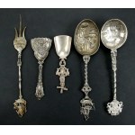 Cutlery set of 5 pieces, silver, Europe, 20th century. (227)