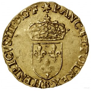 Écu d’or au soleil, 1578 B, mennica Rouen; Aw: Ukoronow...
