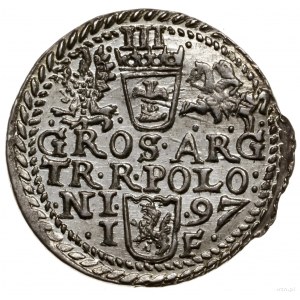 Trojak, 1597, mennica Olkusz; korona z wąskim rondem, n...