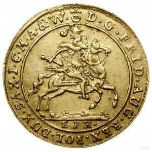 Dukat, 1712 EPH, Lipsk; Aw: Król na koniu w prawo, poni...