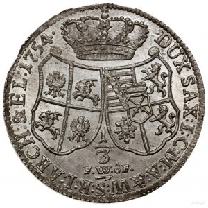 1/3 talara (1/2 guldena), 1754 FWôF, Drezno; Kahnt 554,...