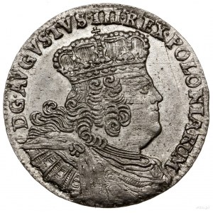 Ort, 1754 EC, Lipsk; duże popiersie króla, zapinka król...