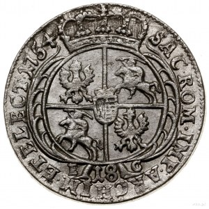 Ort, 1754 EC, Lipsk; duże popiersie króla, zapinka król...
