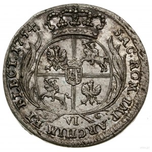 Szóstak, 1754 EC, Lipsk; szerokie, „buldogowate” popier...