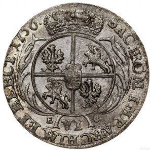 Szóstak, 1756 EC, Lipsk; szerokie popiersie króla, koro...