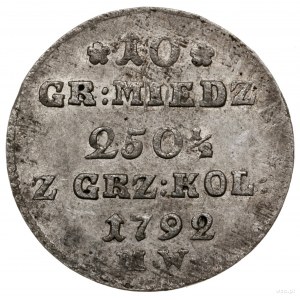 10 groszy miedziane, 1792 MW, Warszawa; odmiana z liter...
