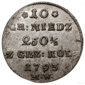 10 groszy miedziane, 1793 MW, Warszawa; Kop. 2295, Parc...