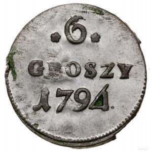 6 groszy miedzianych, 1794, Warszawa; odmiana z cyfrą 4...