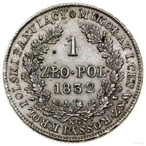1 złoty, 1832 KG, Warszawa; odmiana z mniejszą głową ca...