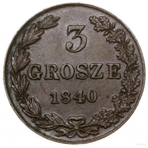 3 grosze, 1840 MW, Warszawa; odmiana bez kropek, duże c...