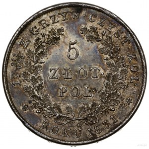 5 złotych, 1831 KG, Warszawa; na rewersie ułamek 211/62...