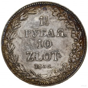 1 1/2 rubla = 10 złotych, 1836 MW, Warszawa; duże cyfry...