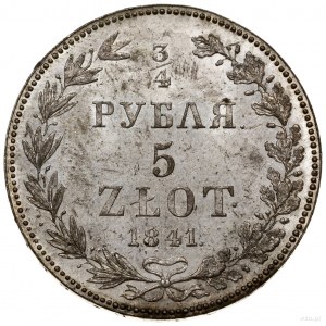 3/4 rubla = 5 złotych, 1841 MW, Warszawa; odmiana z luź...