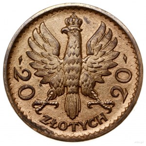 20 złotych, 1925, Warszawa; Głowa Kobiety w czepcu, bez...