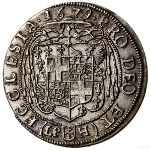 15 krajcarów, 1679 LPH, Nysa; odmiana z głową przerywaj...
