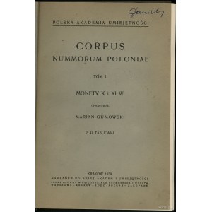 Gumowski Marian – Corpus Nummorum Poloniae tom I, Krakó...